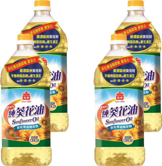 義美 100%純葵花油, 1.5L, 4瓶