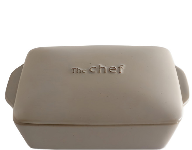 SALIU The chef 多功能耐熱陶製萬用長方形附蓋烤盤 mini 平底 暖灰色, 1個, 14cm