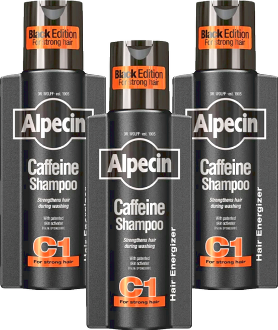Alpecin Black C1咖啡因洗髮露 黑色經典, 250ml, 3瓶