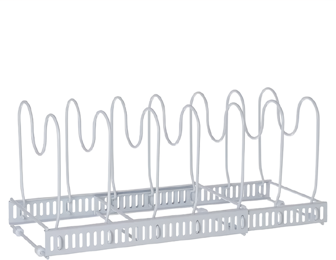 伸縮鍋蓋架 白色 可伸縮31cm-57cm 碗碟收納架, 1個