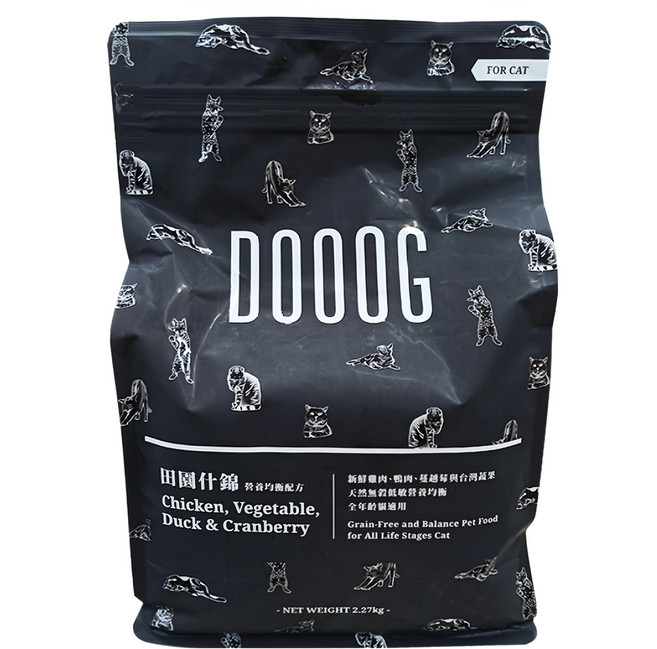 DOOOG 杜革 全齡貓 低敏無穀貓糧 田園什錦 (雞肉、蔬菜、鴨肉和蔓越莓), 2.27kg, 1包