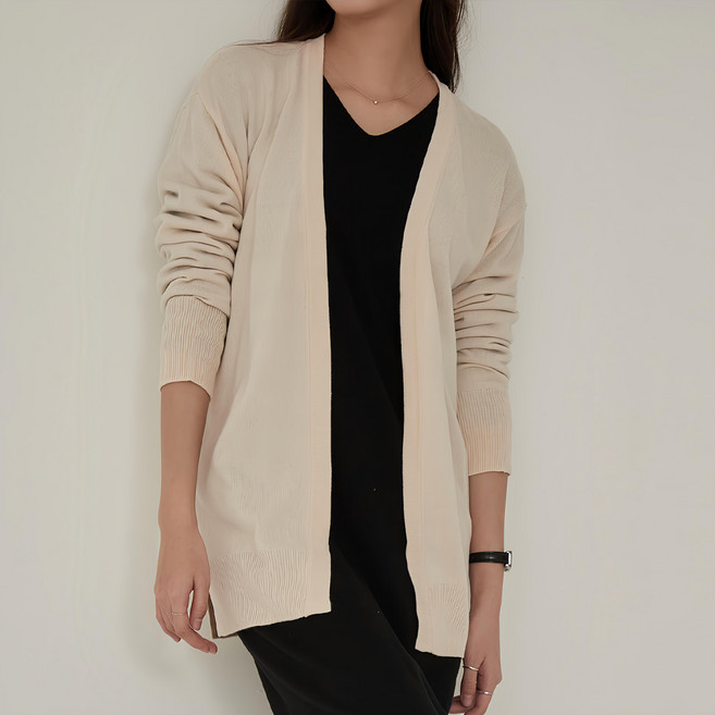 CARET 女款長版開襟毛衣 奶油色 100% 腈綸