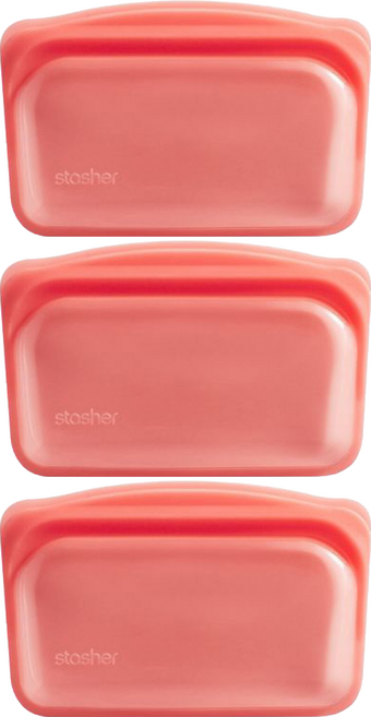 stasher 長形矽膠密封袋 紅色, 3個, 1入