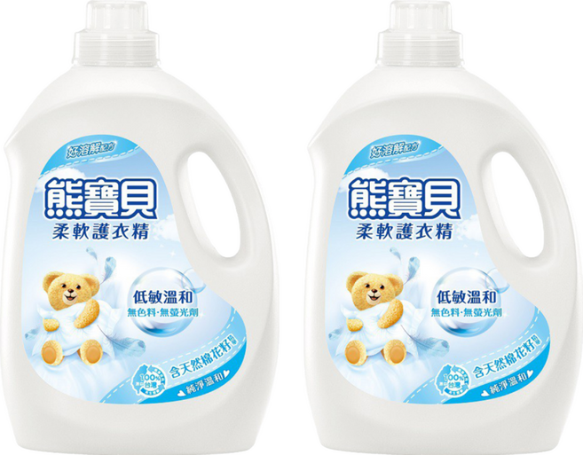 Snuggle 熊寶貝 柔軟護衣精 7合1護衣 柔軟舒適 去除靜電 含消臭成分, 3.2L, 2桶