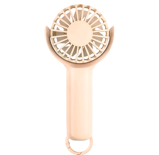 aibo 扣環式翻轉泡泡USB充電手持/桌立風扇 HA-FAN1136-P 迷你便攜 330度翻轉, 奶茶粉