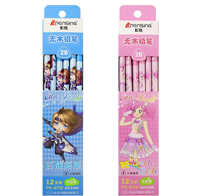 PEnSInG 彭勝 無木 鉛筆 三角筆桿 2B, 多色, 24支
