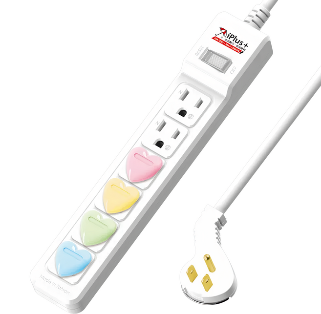 iPlus 保護傘 1切6座扁插延線 245 x 43 x 32.6mm, 4.5m, 白色, 1條