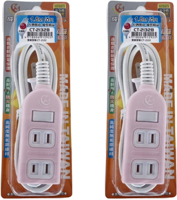 CENTENARY 成電牌 超值型 3 + 1座2P延長線, 1.8m, 顏色隨機, 2個