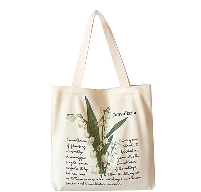 E.City 大容量花朵帆布托特包購物袋