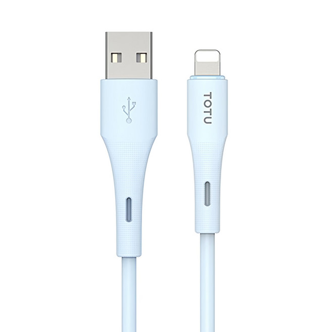 TOTU 拓途 膚感系列 USB-A-Lightning 液態矽膠傳輸快充線, 1m, 藍色, 1條