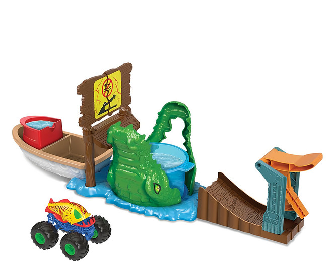 MATTEL 美泰兒 風火輪 大腳車 鱷魚吞噬變色組合, 1入