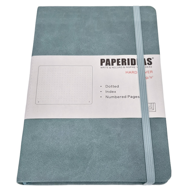 PAPERIDEAS A5硬皮筆記本 點陣 帶號碼頁 索引, 霧藍, 1本