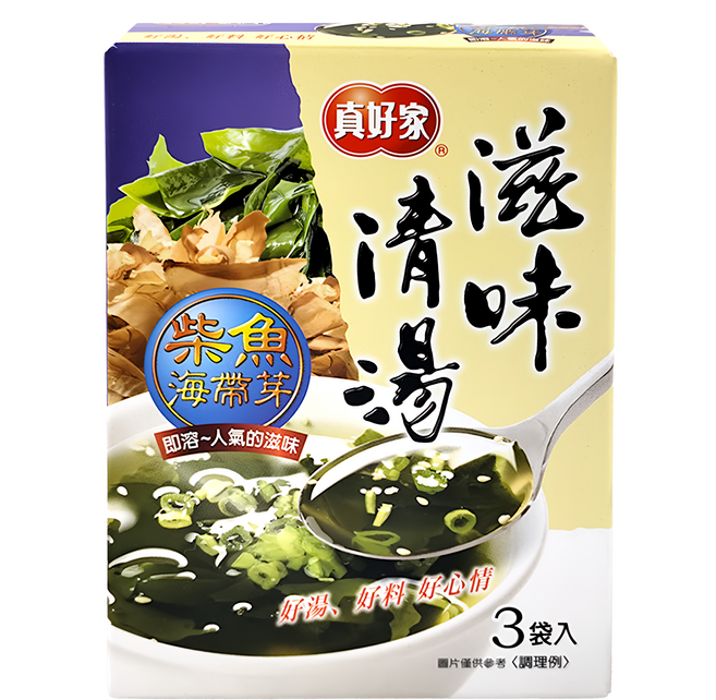 真好家 柴魚海帶嫩芽湯, 3包, 4.5g