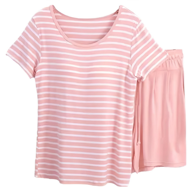 NEW FORCE 莫代爾Bra條紋短袖套裝