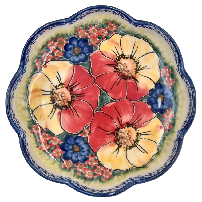 波蘭陶 Cerraf 波浪盤 18cm, 黃色 + 橘色 + 藍色, 1個