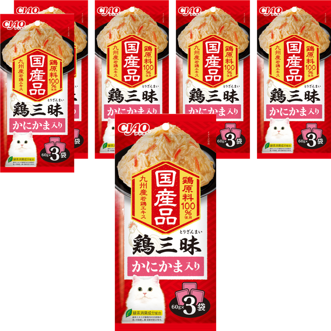 INABA CIAO 啾嚕 三昧餐包, 蟹肉, 180g, 6袋