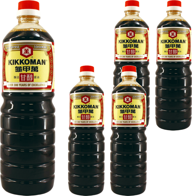 KIKKOMAN 龜甲萬 甘醇醬油, 1L, 5瓶