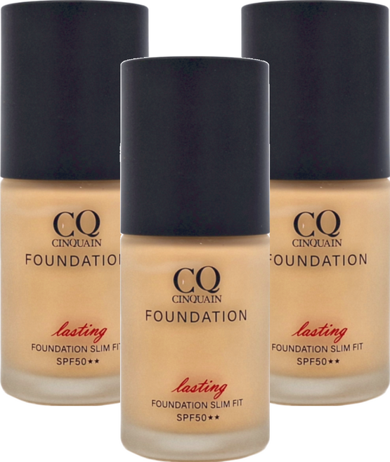 CINQUAIN 思珂 3D光感精華粉底 SPF50★★ lasting 持久 Foundation Slim Fit, 明亮色, 3瓶