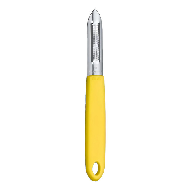 Victorinox 瑞士維氏 雙口鋸齒削皮器 鋒利鋸齒刀刃 可處理堅硬果皮, 黃色, 1支