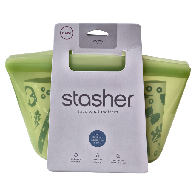 stasher 碗形矽膠密封袋 綠色 946ml, M, 1個, 1個
