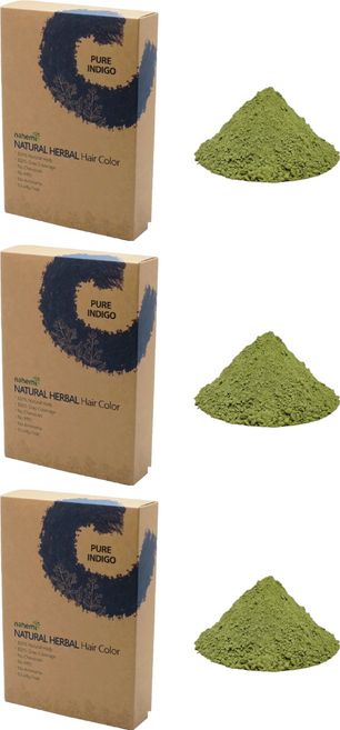 nahemi 娜禾蜜 草本增色護髮粉 100g- 遮蓋灰白髮 無化學 無PPD 無阿摩尼亞, 靛紫藍, 3盒