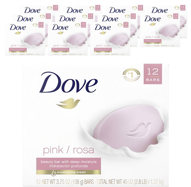 Dove 多芬 深層保濕柔膚香皂 粉紅玫瑰香 溫和保濕 給您柔嫩光滑的肌膚, 106g, 12個