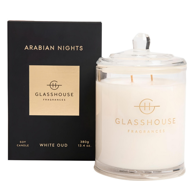 GLASSHOUSE FRAGRANCES 香氛蠟燭 阿拉伯之夜 White Oud, 380g, 1罐