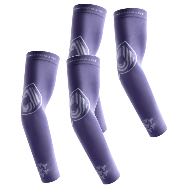 PORA BELLA 男女款運動防曬冰絲涼感高彈吸濕速乾袖套 UVS014, 2組, 紫色