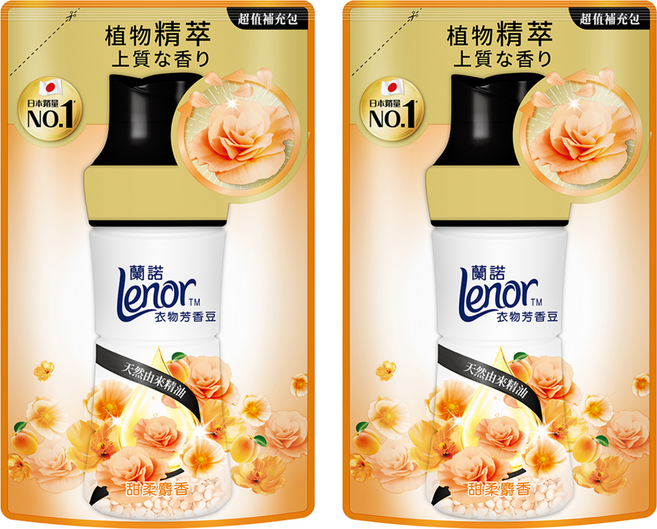 Lenor 蘭諾 衣物芳香豆 甜柔麝香 補充包, 2包, 440ml