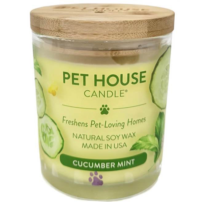 PET HOUSE 室內除臭寵物香氛蠟燭 大 黃瓜薄荷, 255g, 1罐