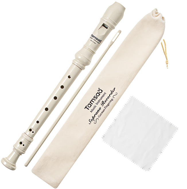 Tamsaa 德國式高音直笛收 含收納袋, 奶油米色, 1支