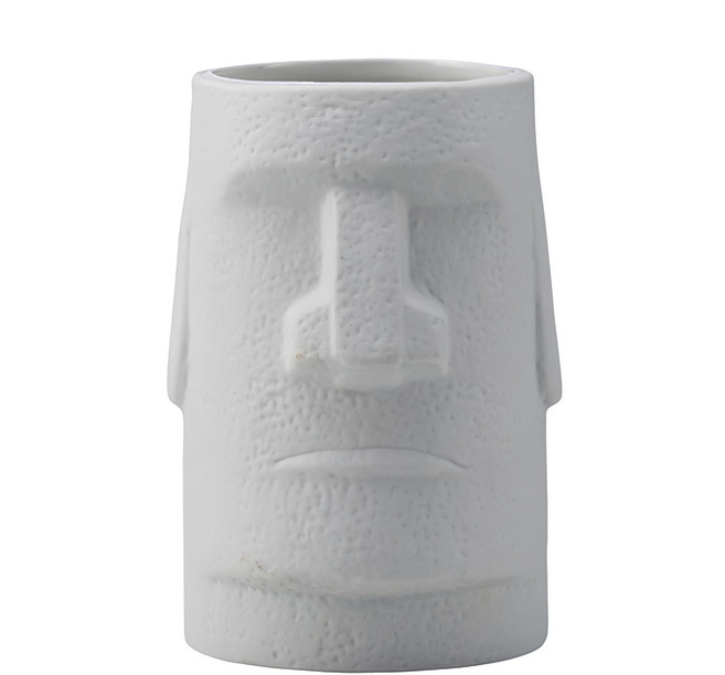 sun art 日本設計 摩艾石像馬克杯 360ml 陶瓷咖啡杯, 白色, 1個