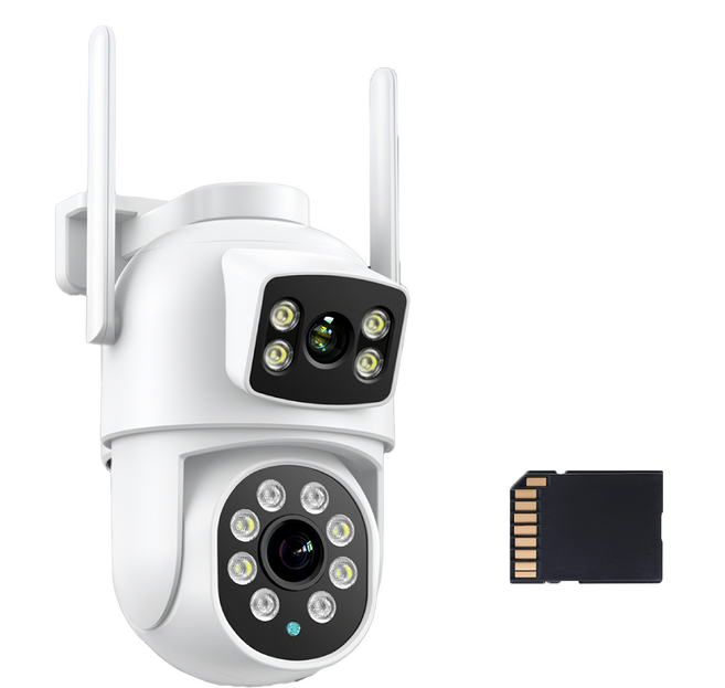 DTAudio 聆翔 雙鏡頭WiFi攝影機 600萬像素 旋轉鏡頭 含128GB記憶卡, 1組, IPC-A02B1