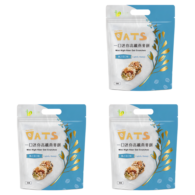 True Life 粗味 一口迷你高纖燕麥餅鹽之花口味, 180g, 3袋