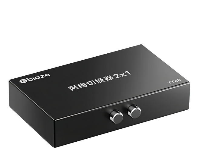 biaze 畢亞茲 RJ45網路切換器 TT48 2進1出 金屬機身, 黑色, 1個, 110mm