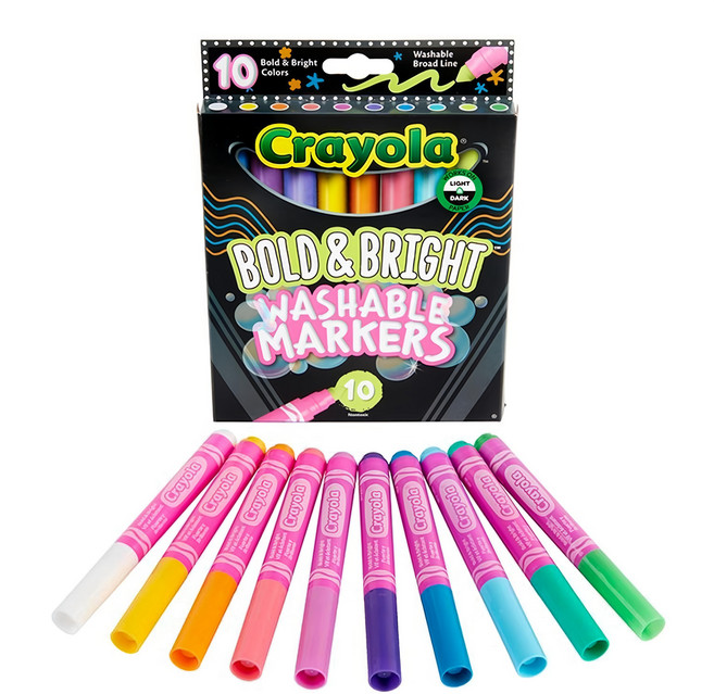Crayola 繪兒樂 星光炫彩可水洗粗頭彩色筆 10色, 粉色, 1組