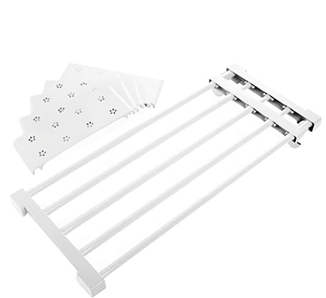 可伸縮隔板 38~60 x 24cm 免工具安裝 堅固耐用 適用於衣櫃、抽屜 白色簡約風格, 1個