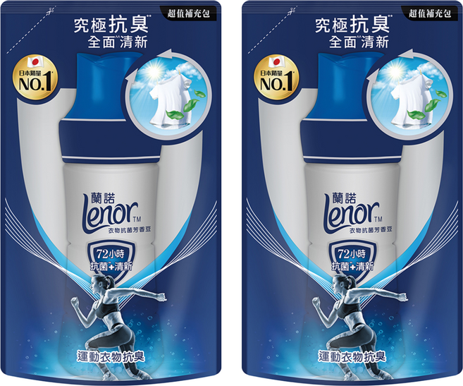 Lenor 蘭諾 衣物抗菌芳香豆 運動衣物抗臭 補充包, 2包, 430ml