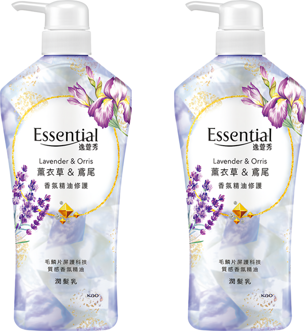Essential 逸萱秀 香氛精油修護潤髮乳 薰衣草+鳶尾 毛鱗片屏護科技, 700ml, 2瓶