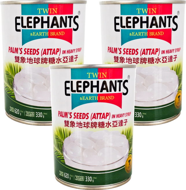 TWIN ELEPHANTS 雙象地球牌 糖水亞達子, 620g, 3罐