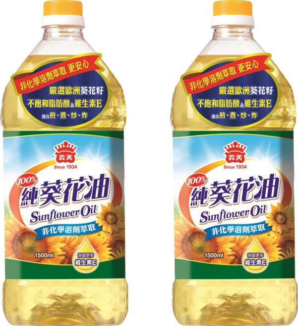 義美 100%純葵花油, 1.5L, 2瓶