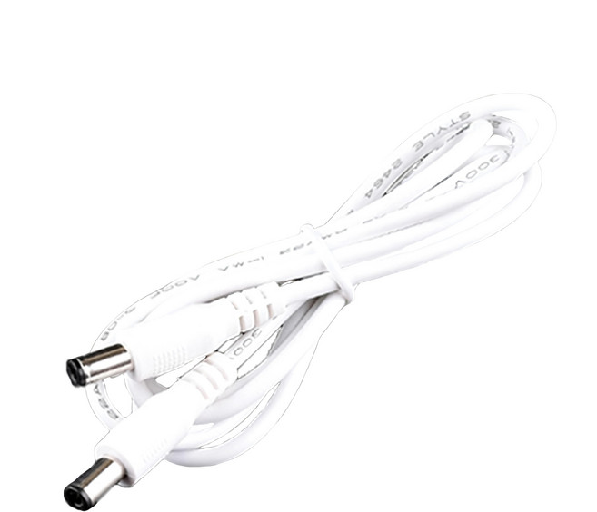 Bravo-U DC 5V線 5.5 x 2.1 24AWG 公對公電源線 直頭, 1m, 白色, 1條