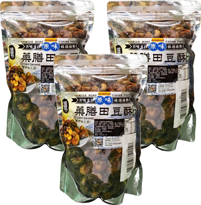 SUNFOOD 太禓食品 嗑蠶澳洲藥膳蠶豆酥 原味, 350g, 3包