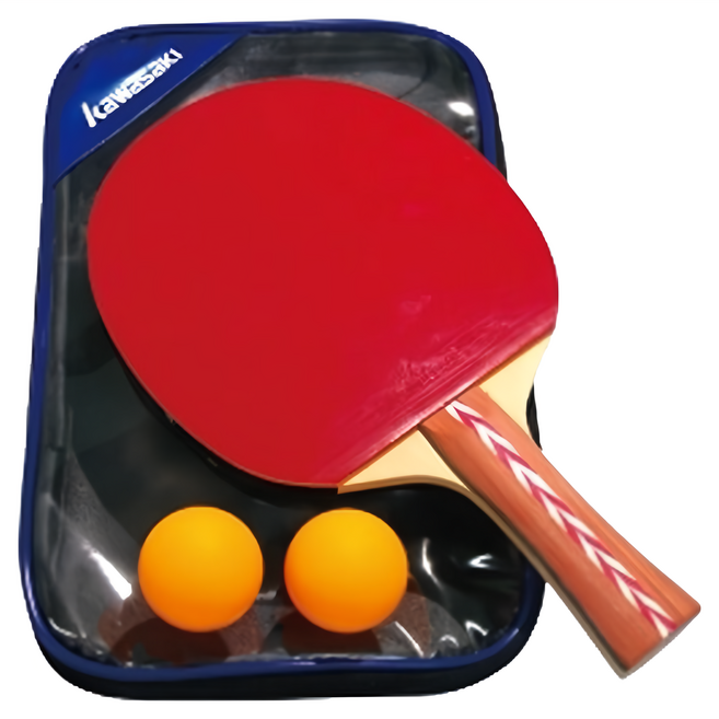 kawasaki 川崎 桌球拍/刀板桌拍 + 球 2顆 顏色隨機, KPW480A, 1組