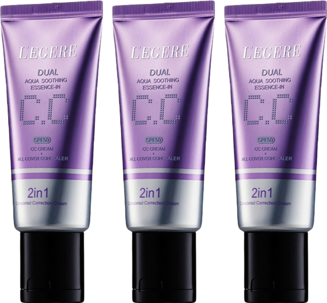 L'EGERE 水透亮CC霜雙效遮瑕組SPF50, 3條