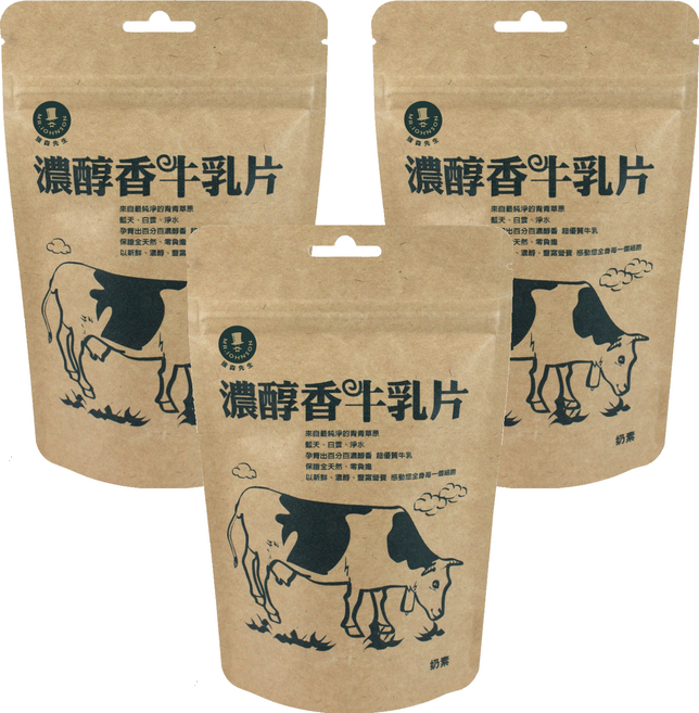 MR.JOHNSON 強森先生 濃醇香 牛乳片, 100g, 3包