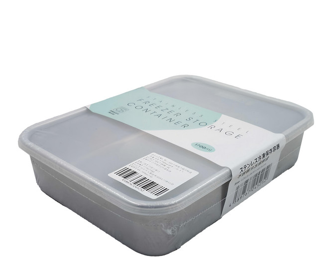 SHIMOYAMA 304不銹鋼冷藏保鮮盒 PE蓋 淺型 L 24.5 x 19 x 5.8cm 銀色 1.7L, 1個, 1個