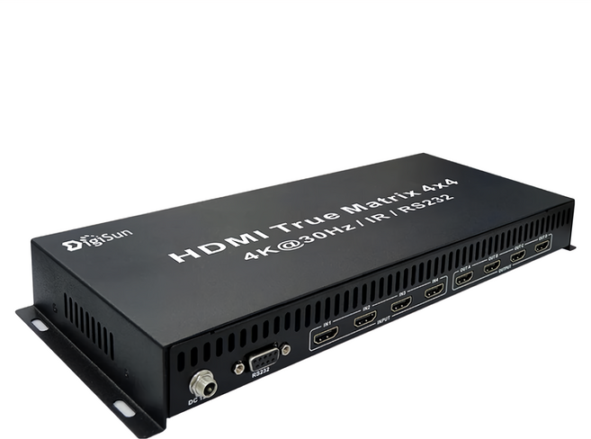 DigiSun 得揚 4K2K HDMI 四進四出 矩陣切換器 VH744 支援多種訊號源切換, 黑色, 1台