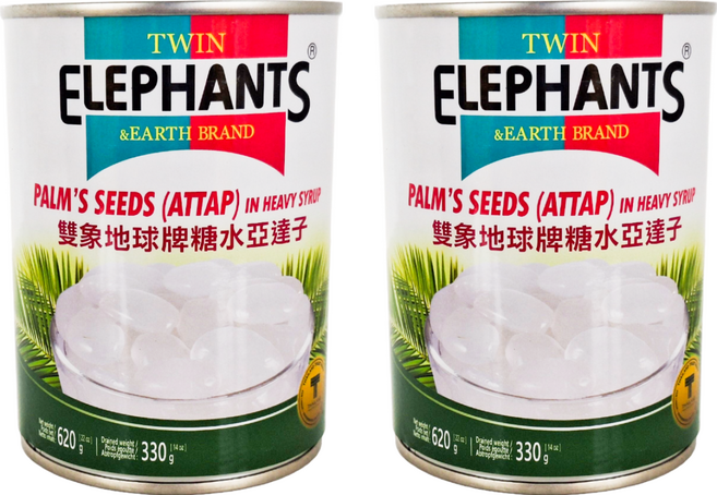 TWIN ELEPHANTS 雙象地球牌 糖水亞達子, 620g, 2罐