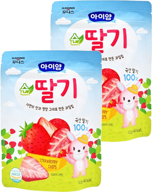 ILDONG 日東 Iyaam 水果脆片 草莓 冷凍乾燥技術製成 酥脆香甜 適合10個月以上孩童食用, 12g, 2包